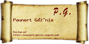 Paunert Génia névjegykártya